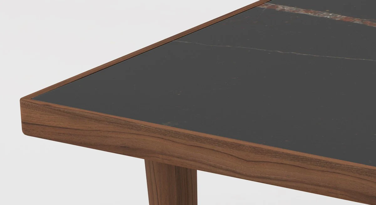 Luxury coffee table brown / black 130 x 70 x H. 45 cm - Modern rectangular solid wood living room table with marble top - Luxury furniture