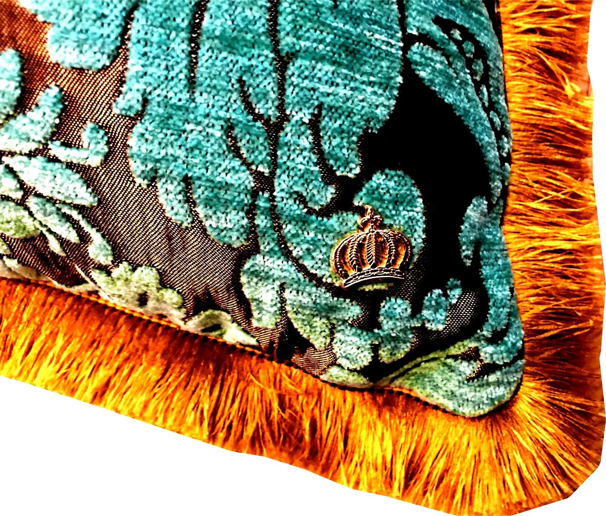 Luxury cushion Pompöös by Harald Glööckler Elegance Collection Baroque pattern turquoise / gold 50 x 50 cm - luxury cushion