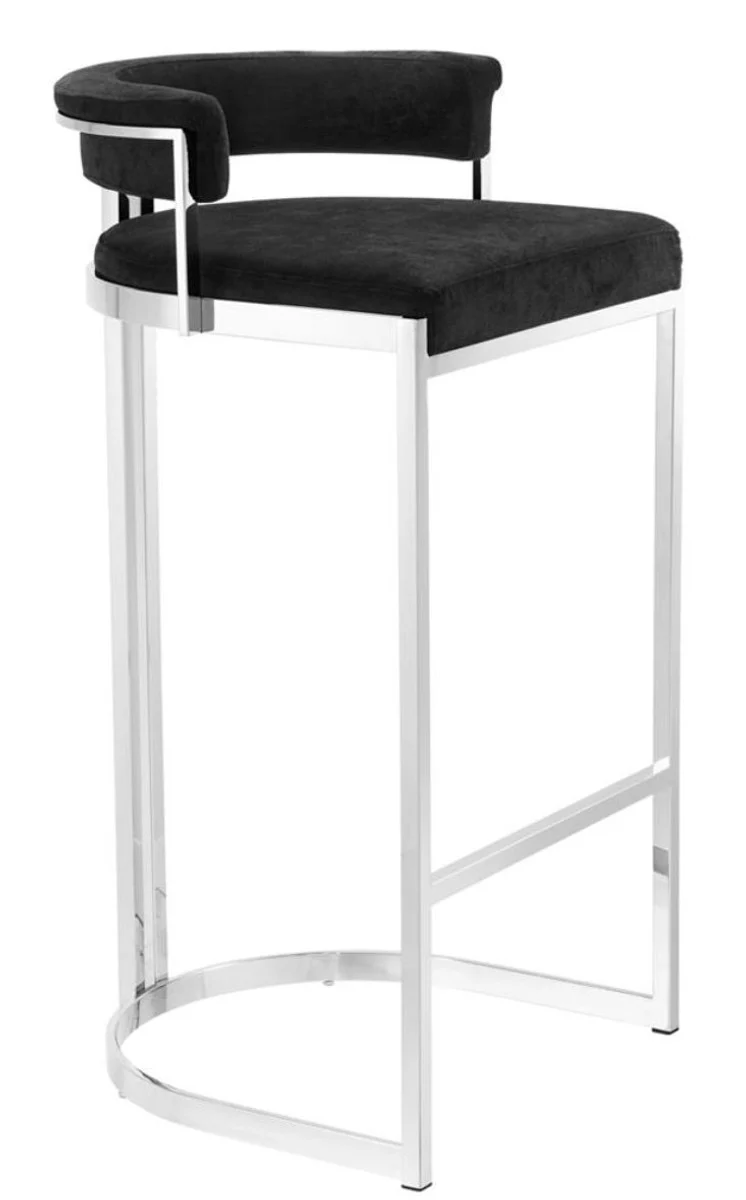 Luxury bar chair black / silver 48.5 x 46.5 x H. 90 cm - luxury furniture
