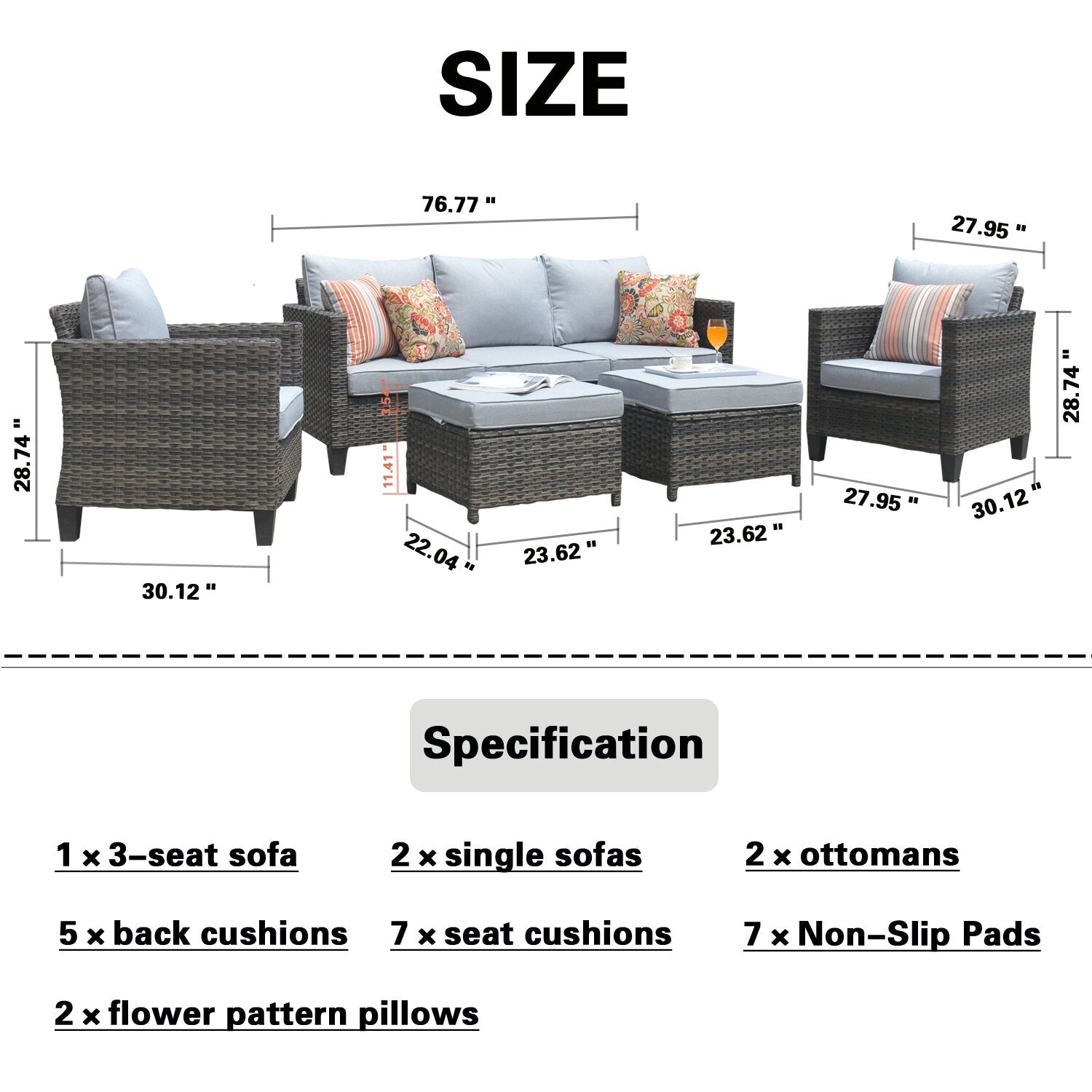 Burhans 5 - Person Seating Group with Cushions?(Set of 5)