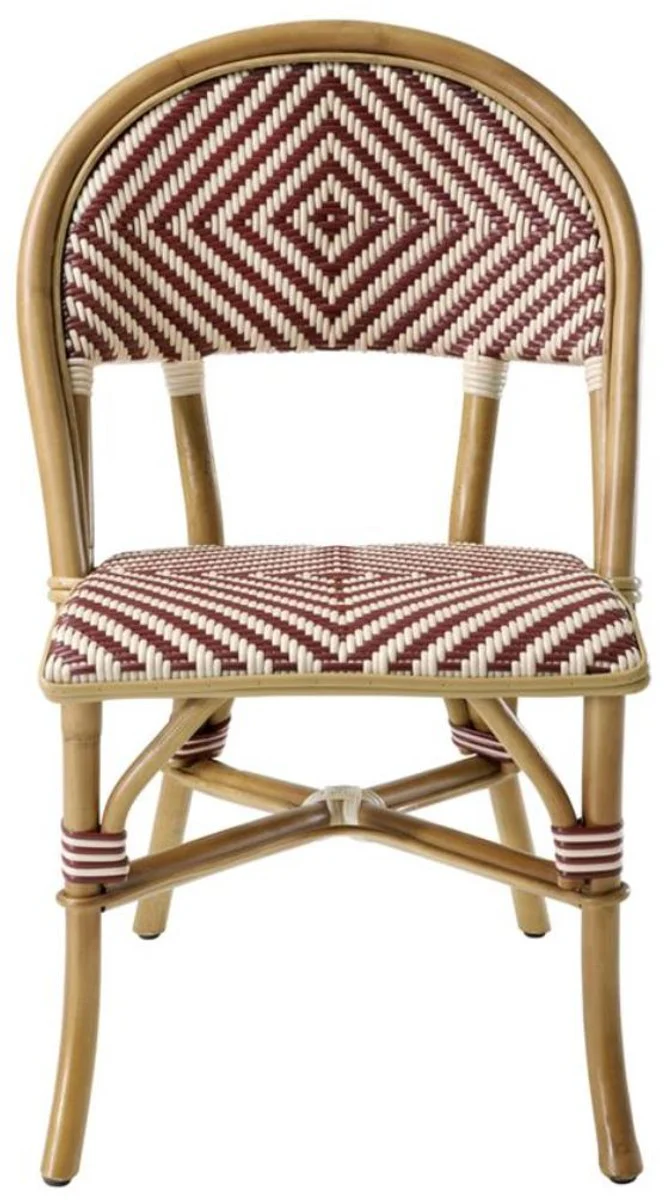 Luxury rattan chair natural colors / burgundy / white 46 x 60 x H. 83 cm - winter garden furniture