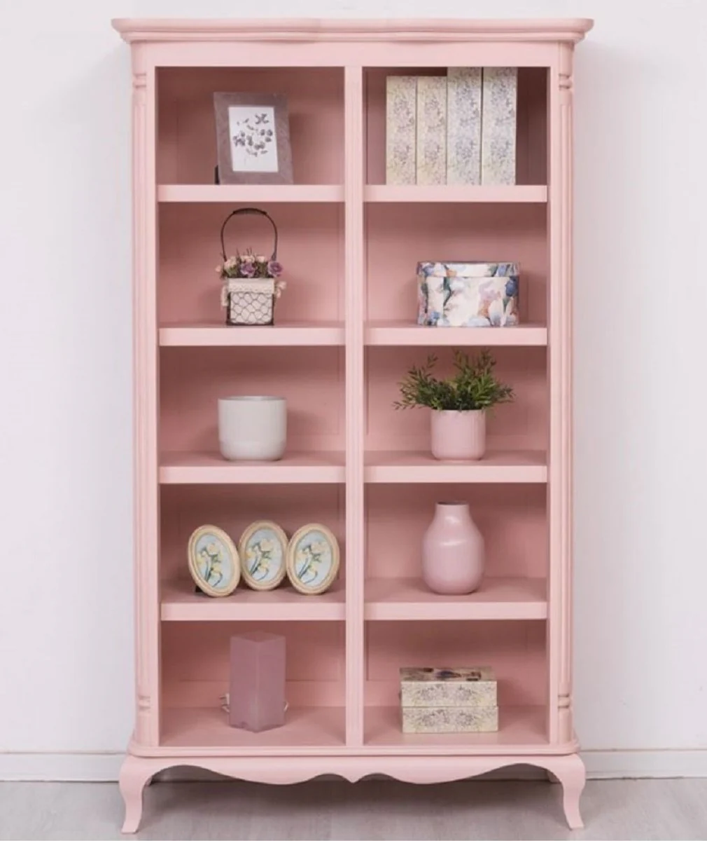 Country house style cupboard pink 112 x 49 x H. 190 cm - solid wood shelf cupboard - bookcase - living room cupboard - country house style furniture