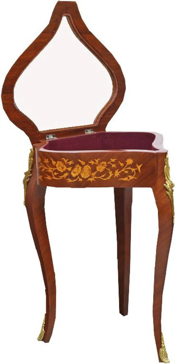 Baroque side table mahogany inlaid / gold H75 x 55 cm - Louis XVI antique style table - furniture