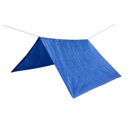 Camping floor - RAFFIA CANVAS 3.6 X 5.4 m - blue