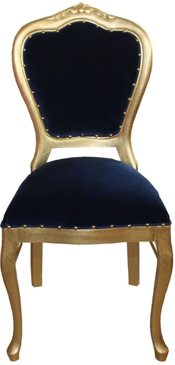 Luxury Baroque dining room set royal blue / gold 45 x 46 x H. 99 cm - 6 handmade dining chairs - Baroque dining room furniture