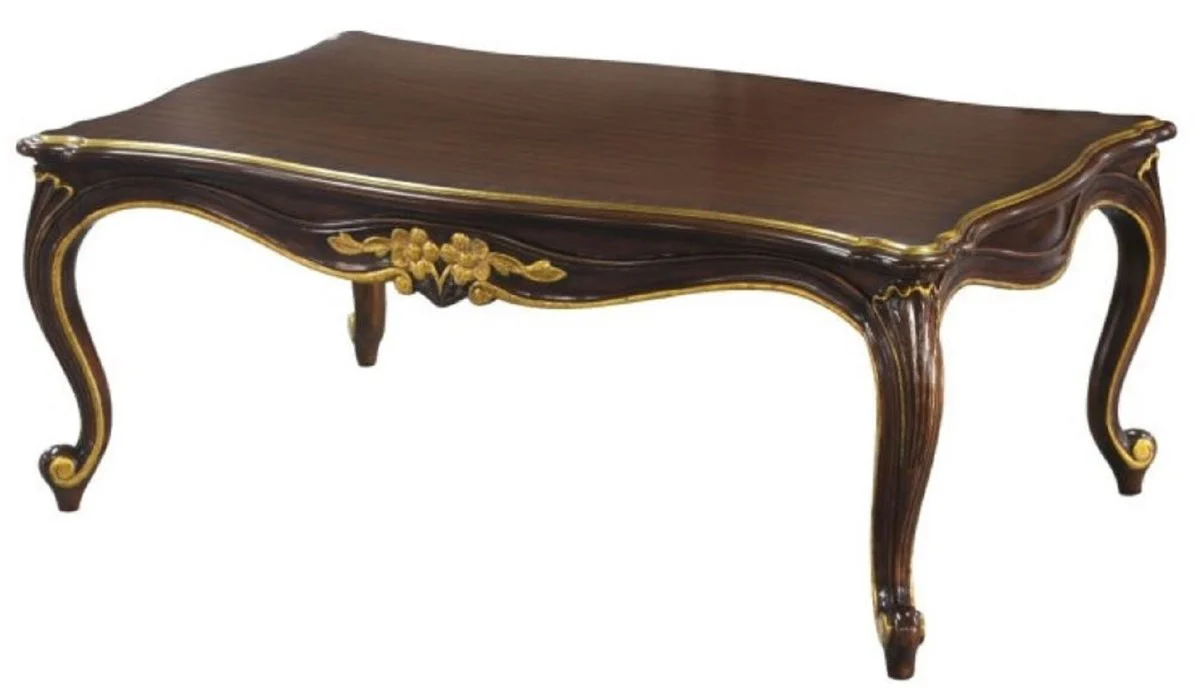 Luxury Baroque coffee table dark brown / gold 117 x 72 x H. 42 cm - Baroque living room furniture