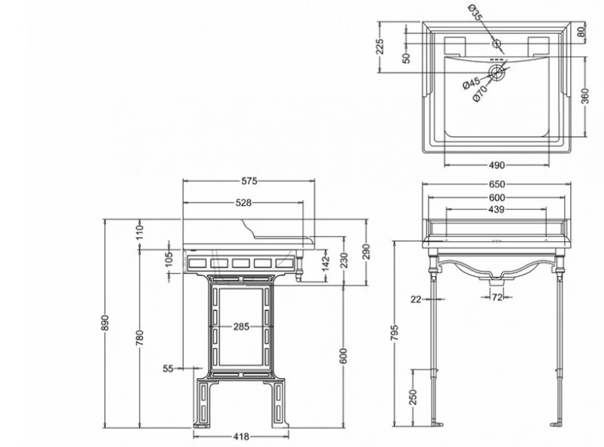 Luxury Art Nouveau standing washbasin white / aluminum with marble top - Baroque washbasin Baroque style Antique style