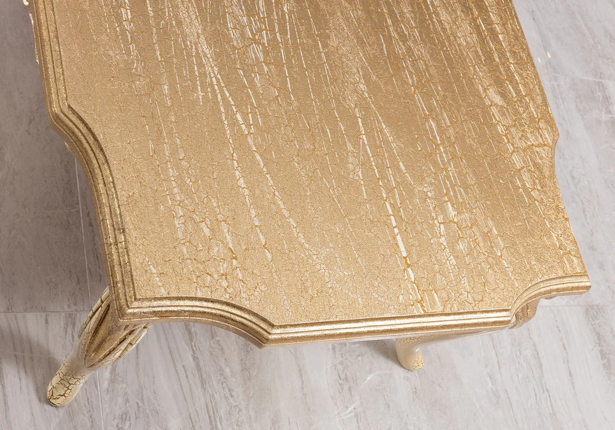 Luxury baroque coffee table antique gold / white 120 cm - baroque style living room furniture