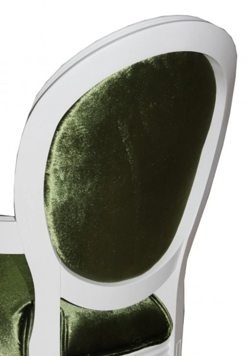 Baroque dining room chair with armrest green / white - designer chair - luxury quality