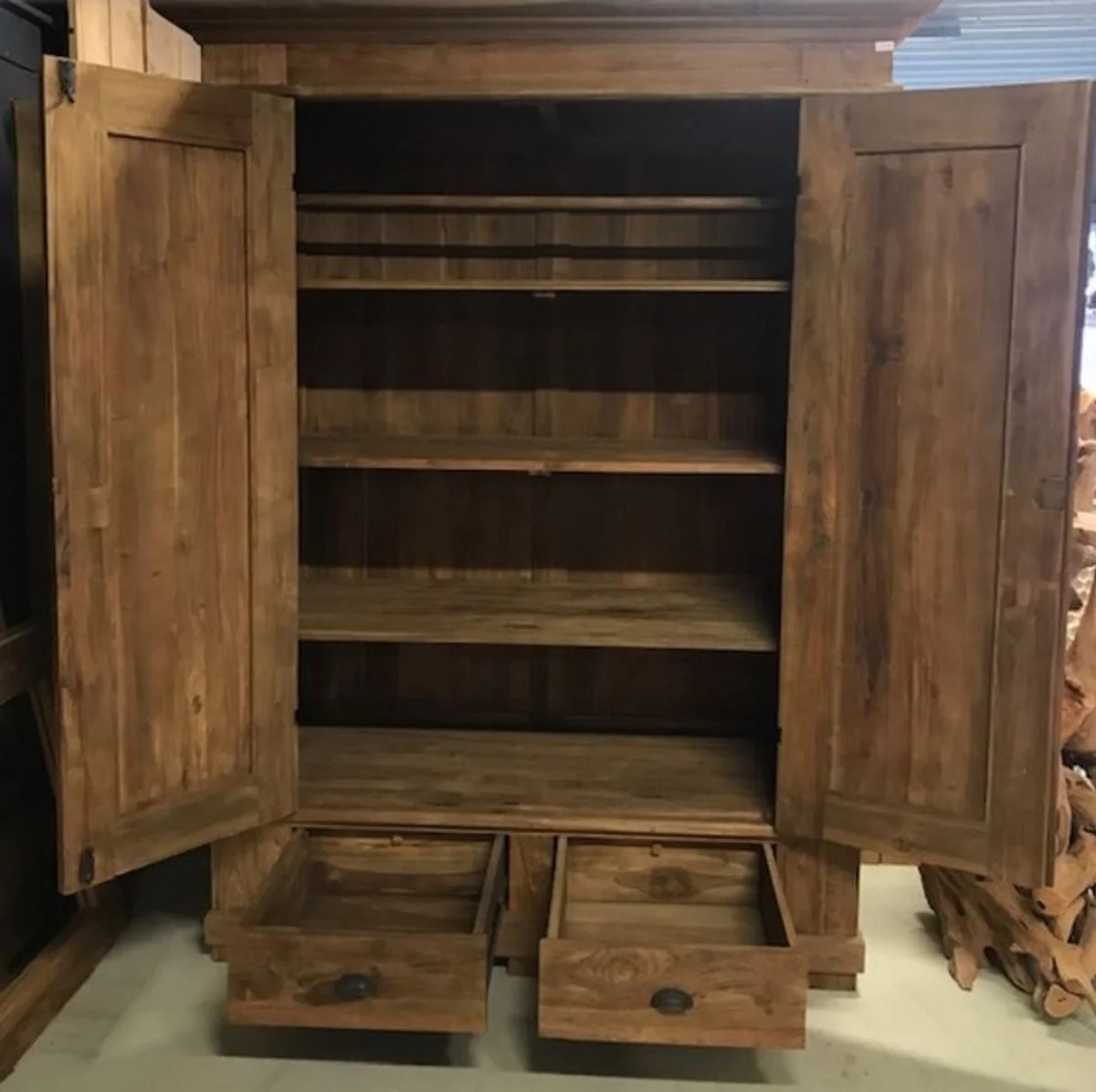 Country house style teak bedroom cupboard brown 165 cm