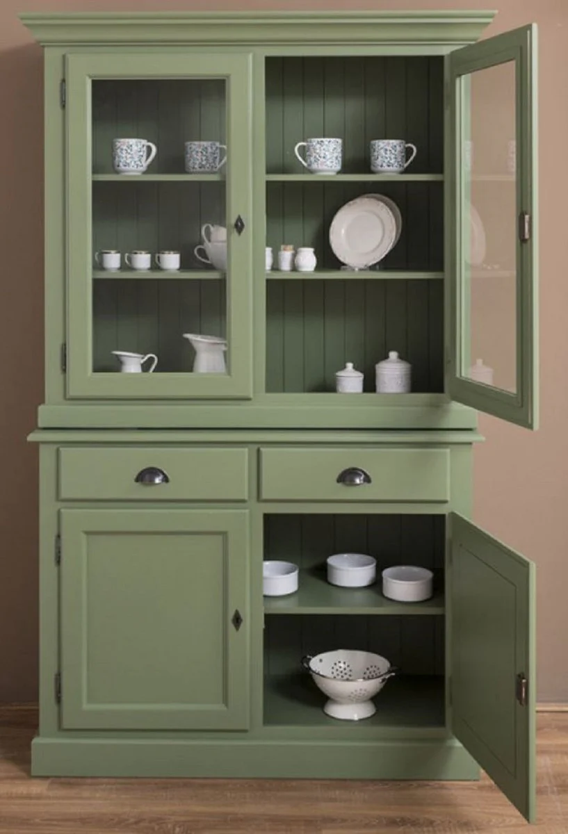 Country house style dining room cabinet green 126 x 45 x H. 200 cm - solid wood kitchen cabinet - dining room furniture in country house style - country house style furnishings - dining room furnishings
