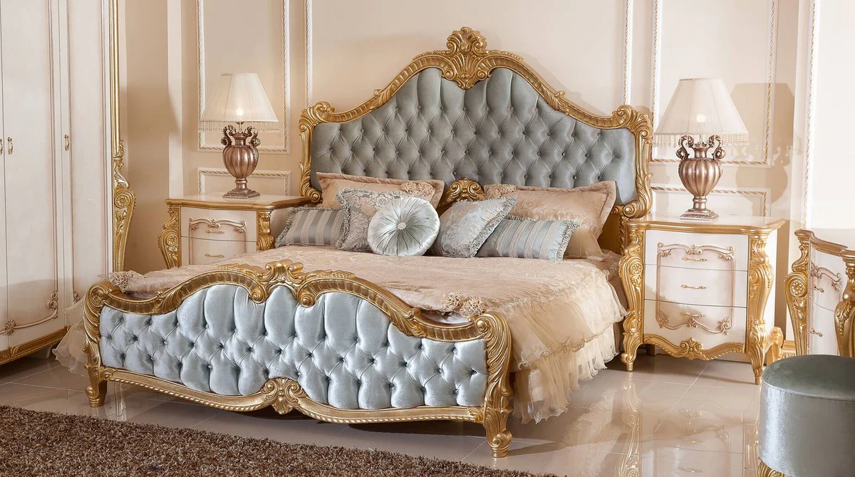 Luxury baroque night dresser white / brown / gold 75 cm