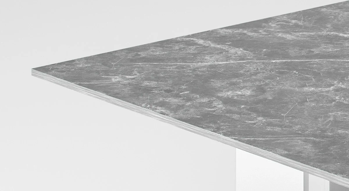 Luxury dining table gray / silver 150 x 150 x H. 75 cm - Square dining room table with marble top - Dining room furniture - Luxury collection