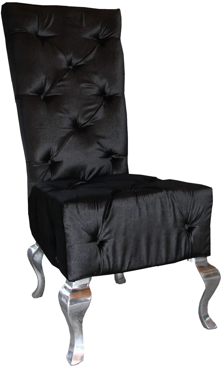 Designer dining room chair black / silver - luxury quality - high-back chair