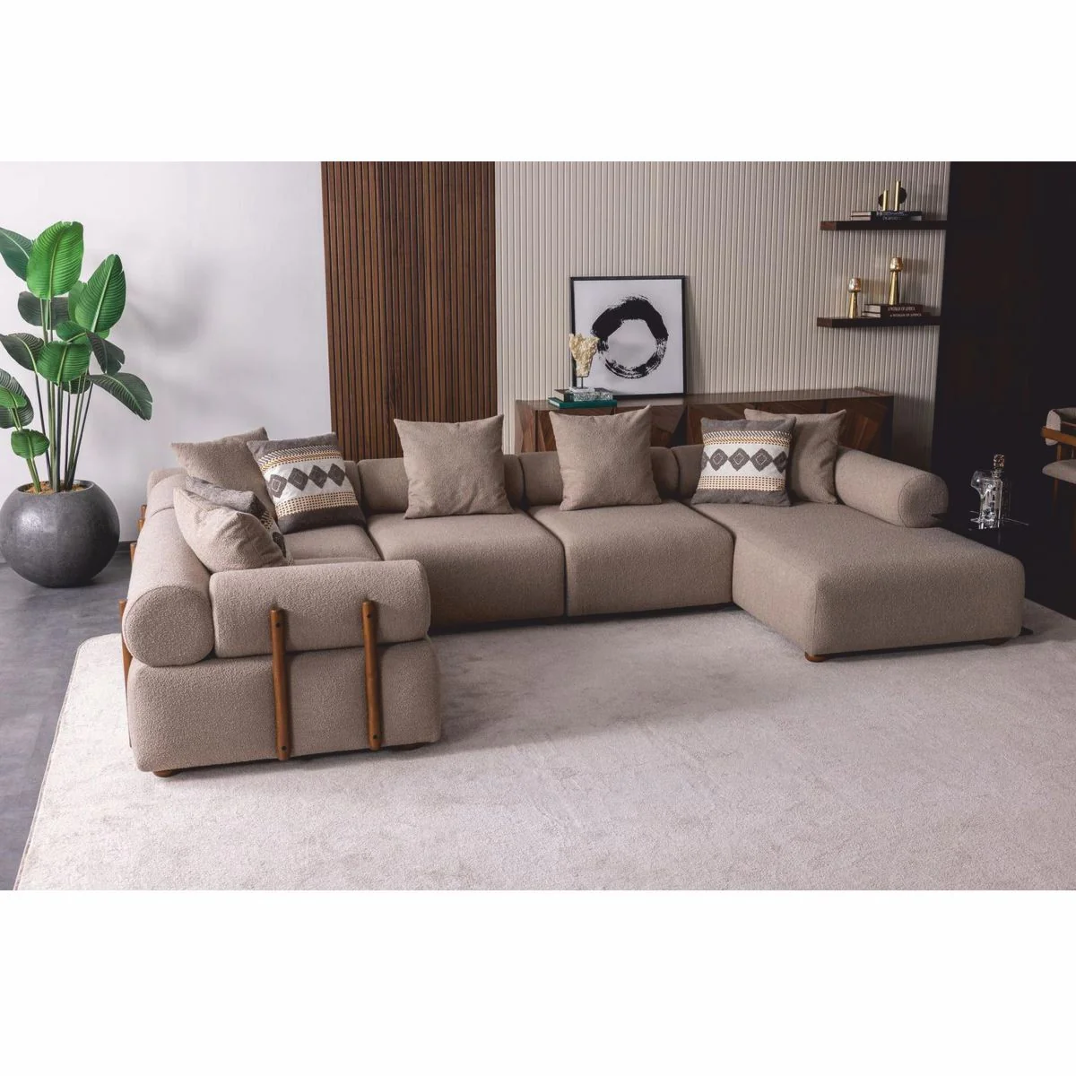 Luxury corner sofa gray / brown 390 cm - modular living room sofa