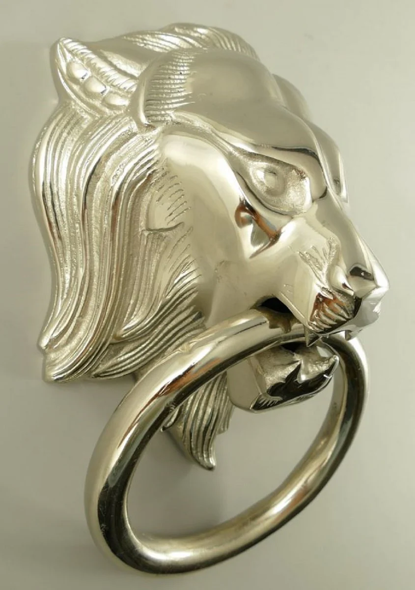 Baroque aluminum door knocker lion silver H. 33 cm - Baroque decorative accessories