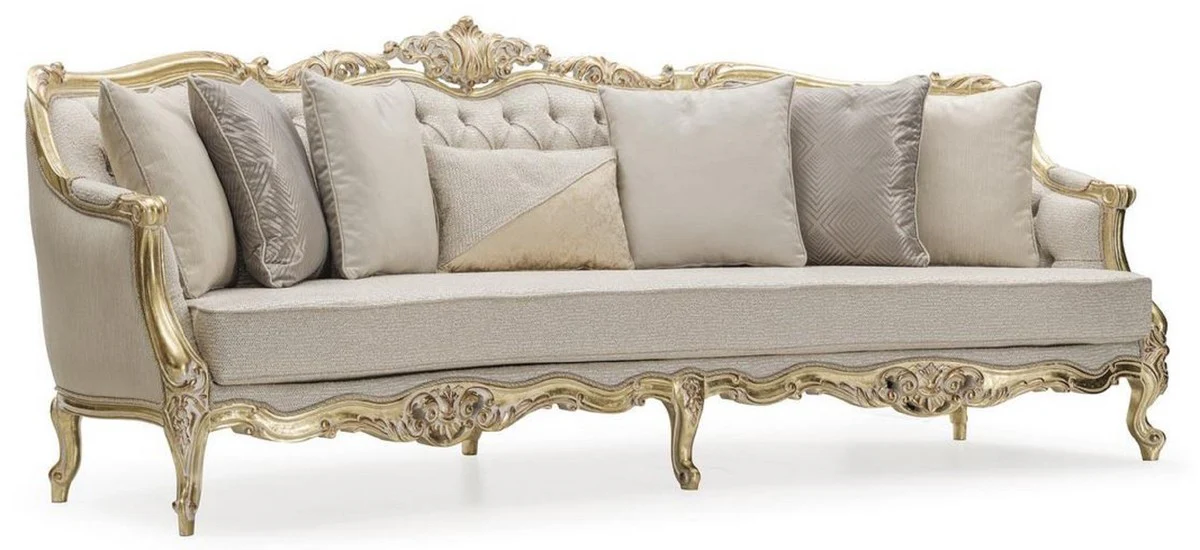 Luxury Baroque Living Room Sofa Gray / Gold 292 cm - Baroque Furniture