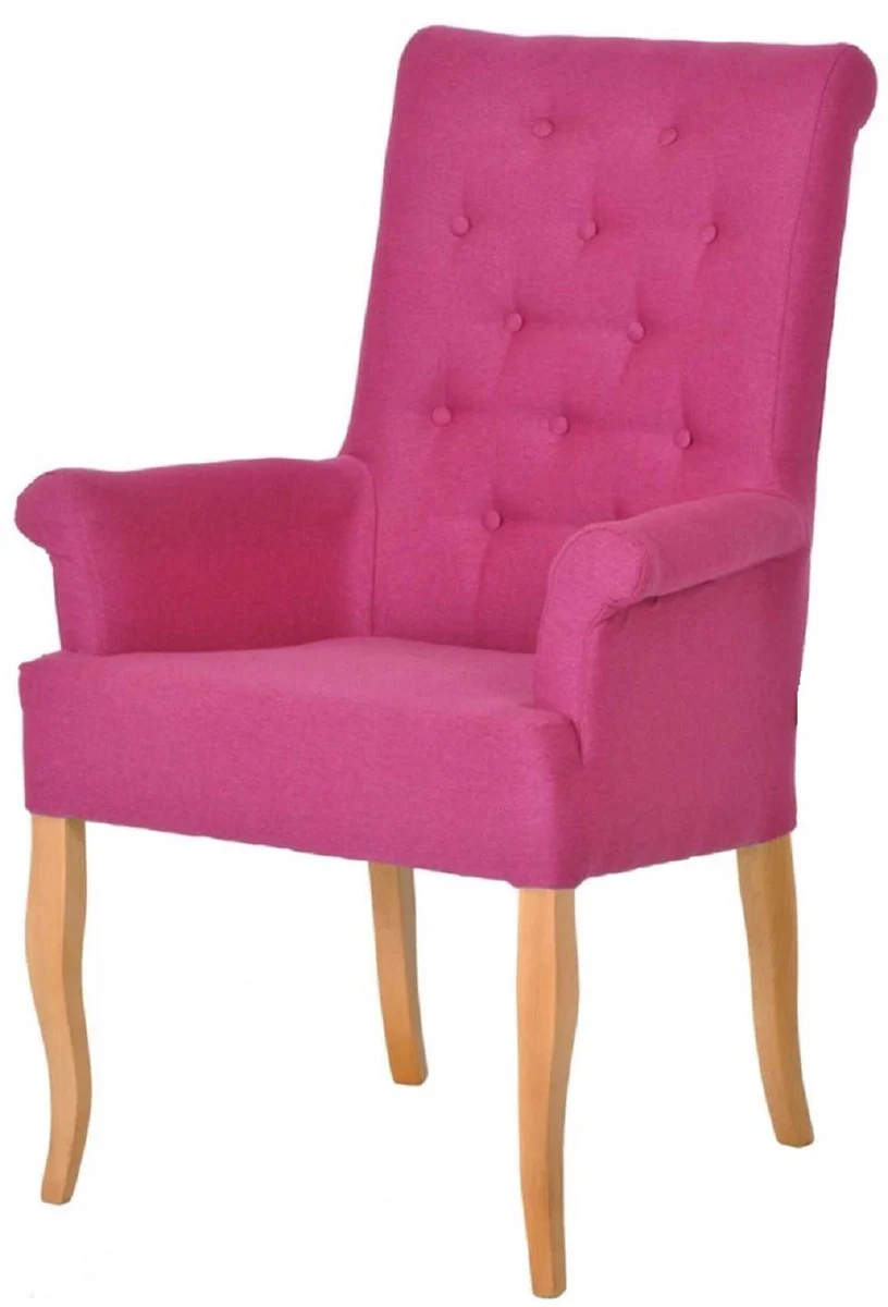 Chesterfield Neo Baroque Dining Room Chair Set of 6 Pink / Natural Colors - Kitchen Chairs with Armrests - Dining Room Furniture - Chesterfield Furniture - Neo Baroque Furniture