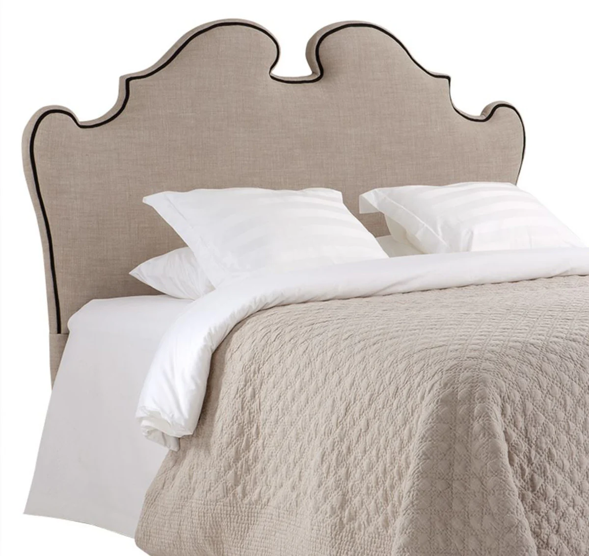 Designer bed headboard beige 200 x H. 144 cm - luxury quality