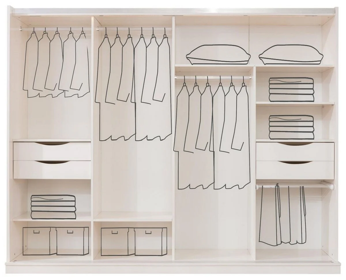 Luxury baroque bedroom wardrobe white / gold - solid wood wardrobe with 2 sliding doors - baroque bedroom furniture - noble and magnificent