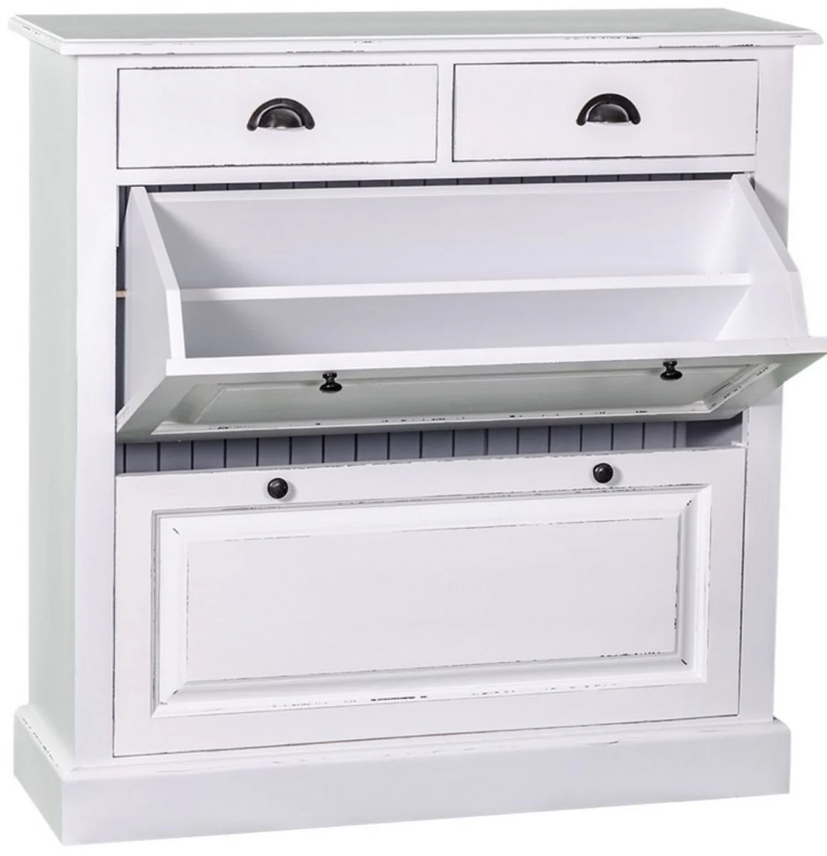 Country house style shoe cabinet antique white 103 x 35 x H. 105 cm - furniture in country house style