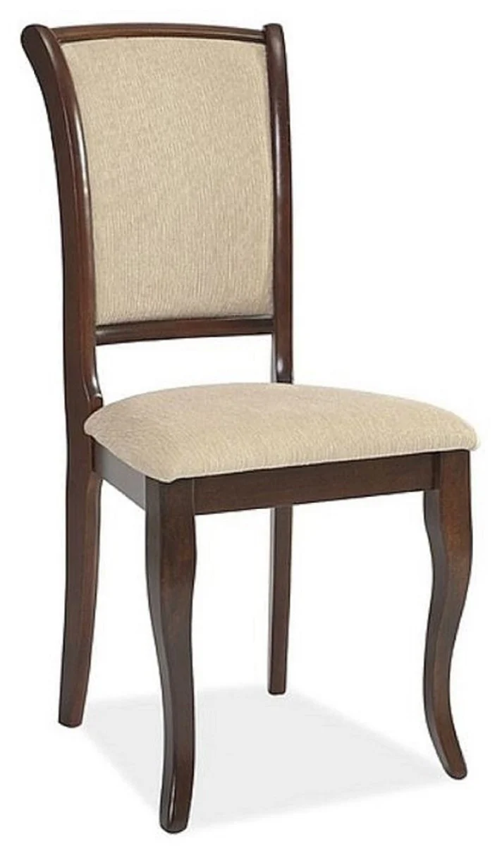 Art Nouveau dining room chair set of 4 cream / dark brown 44 x 44 x H. 96 cm - Elegant solid wood kitchen chairs - Baroque & Art Nouveau dining room furniture
