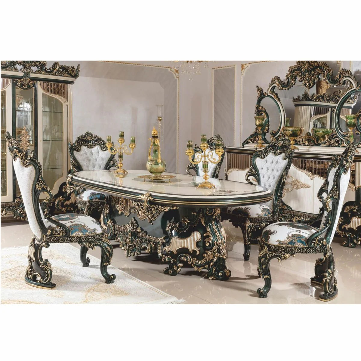 Luxury Baroque Dining Room Chair Set of 6 - Handmade Baroque Style Dining Room Furniture