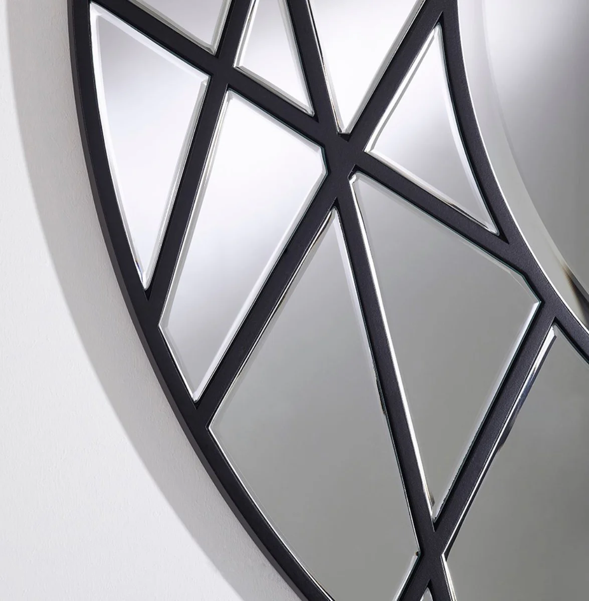 Designer mirror black Ø 102 cm - luxury living room wall mirror