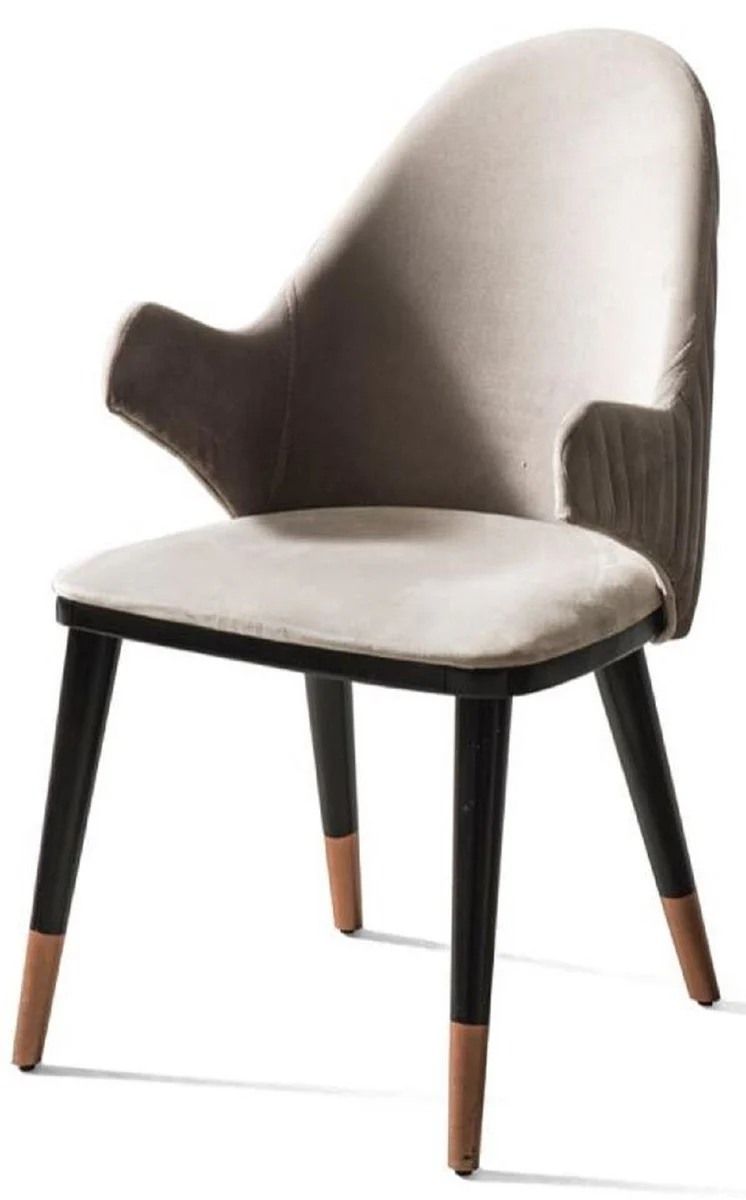 Luxury dining room chair set of 8 with armrests gray / black / copper 52 x 52 x H. 88 cm - dining room furniture - restaurant furniture - dining room furnishings - luxury furniture - luxury furnishings