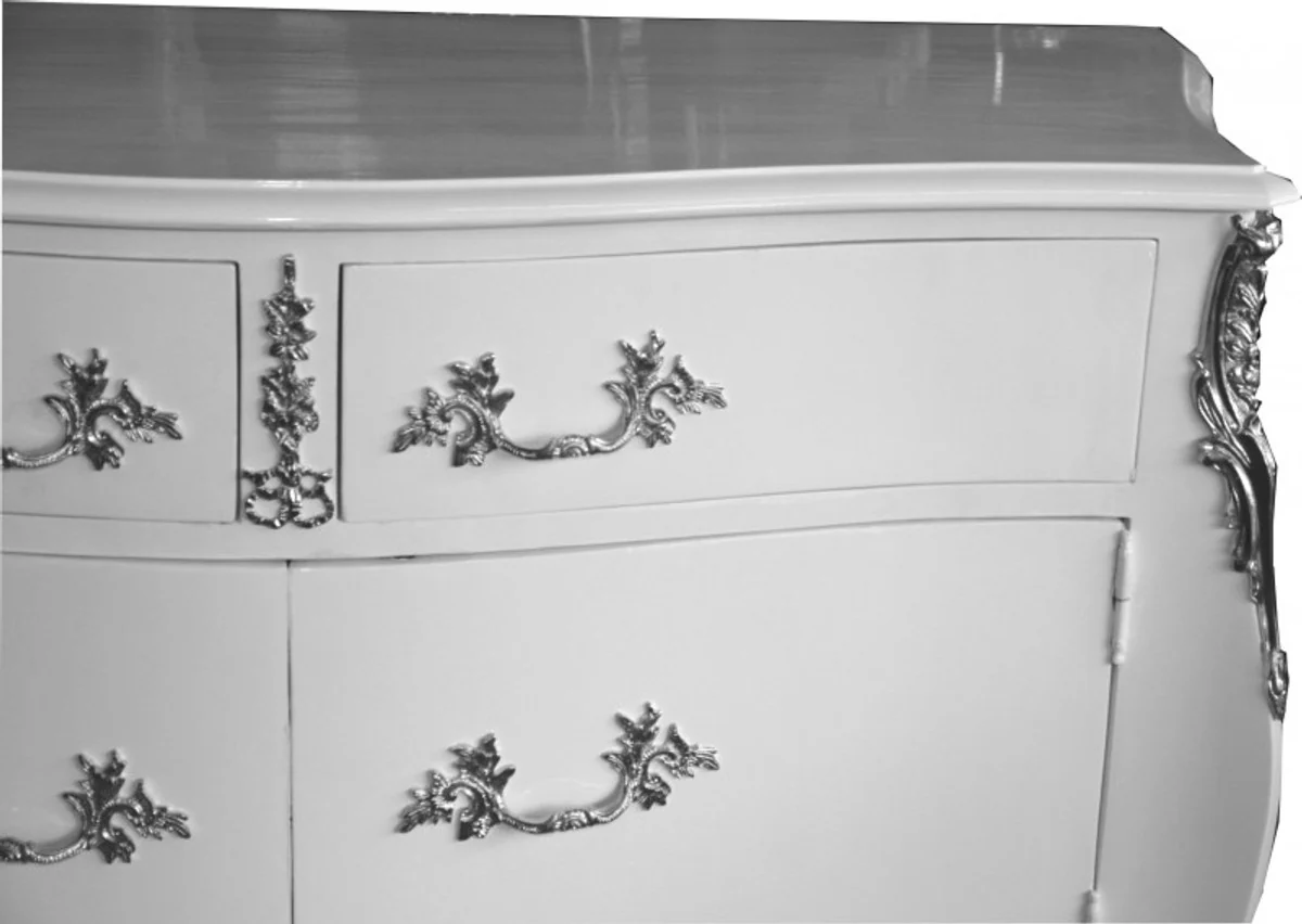 Baroque chest of drawers white with 2 drawers and 2 doors 140 cm - handmade from solid wood - limited edition