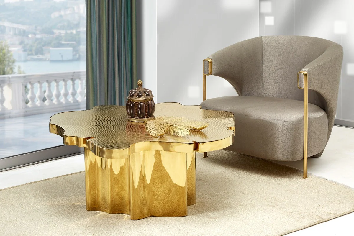 Luxury coffee table gold 105 x 109 x H. 45 cm - stainless steel living room table - luxury living room & hotel furniture