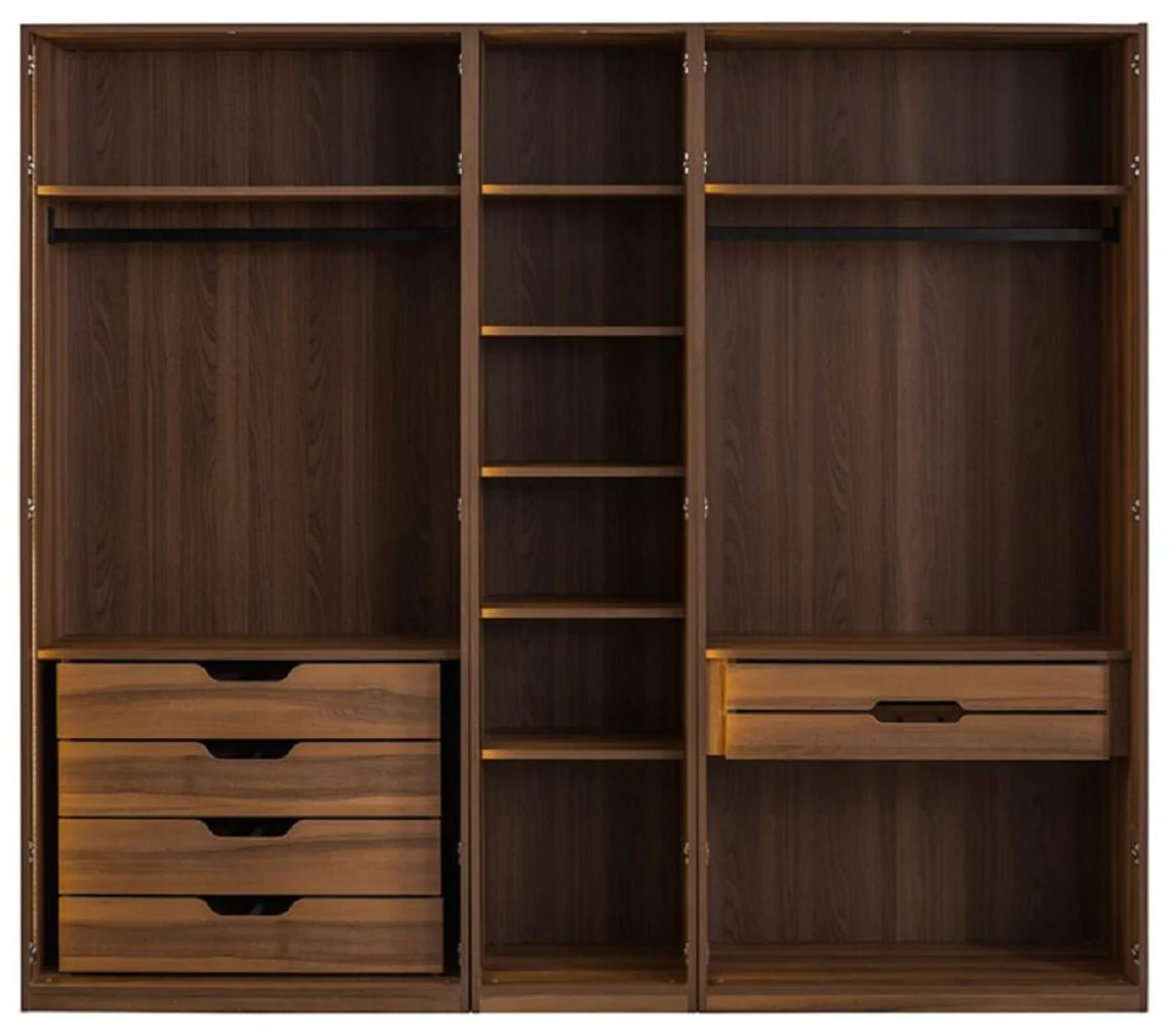 Luxury wardrobe brown / black 250 x H. 220 cm - solid wood bedroom wardrobe with 5 glass doors and LED lighting - bedroom furniture - hotel furniture - luxury furniture