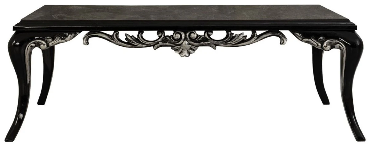 Luxury baroque coffee table black / silver - magnificent living room table in baroque style - handmade solid wood table - baroque living room furniture
