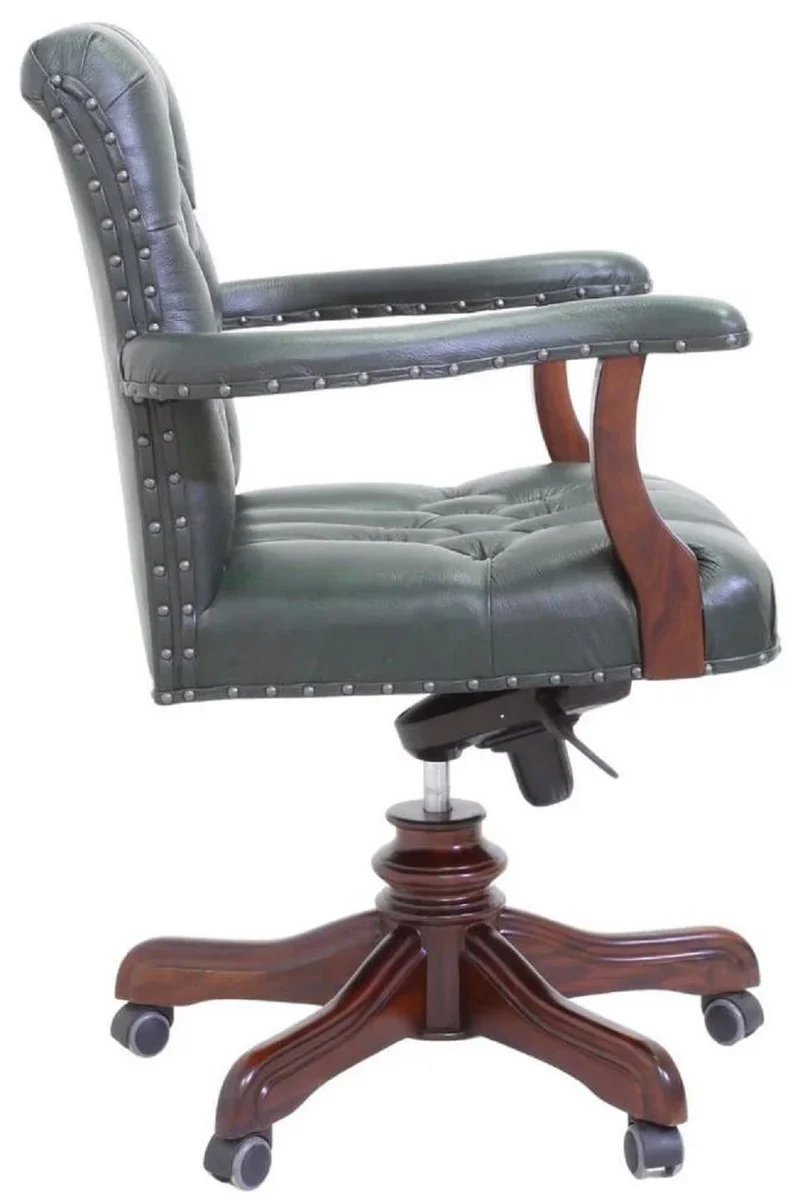 Luxury Chesterfield Genuine Leather Desk Chair Green / Brown - Chesterfield Office Furniture