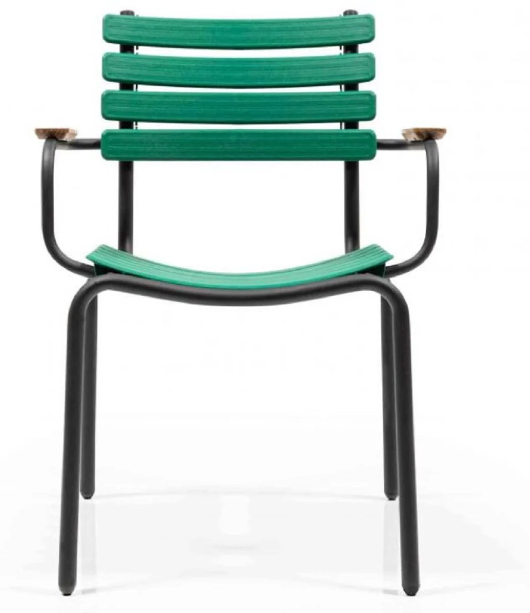 Luxury garden chair set green / brown / black 50 x 45 x H. 79 cm - Modern garden chairs with armrests - Garden & catering furniture