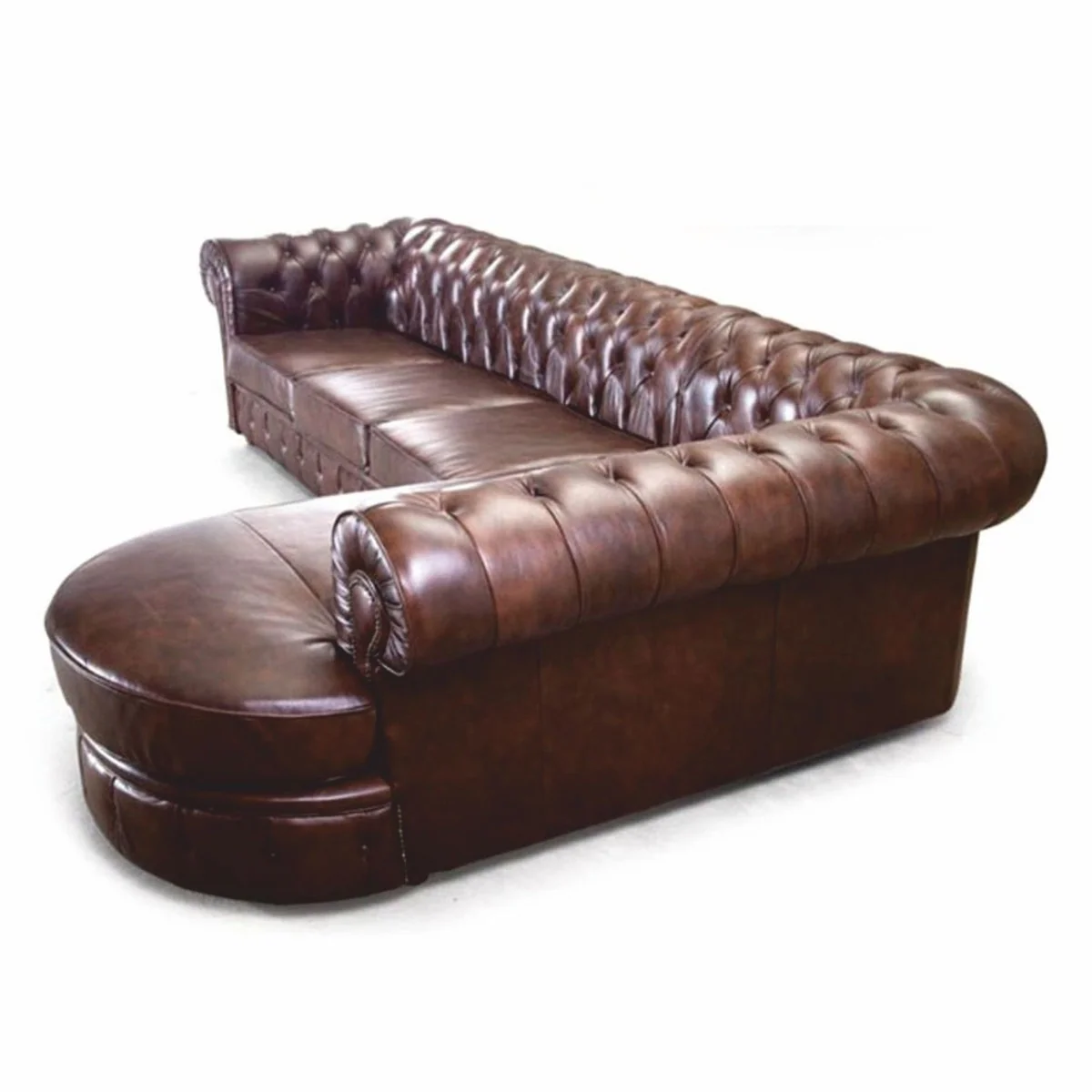 Luxury Chesterfield Leather Corner Sofa Dark Brown 293 cm - Chesterfield Furniture