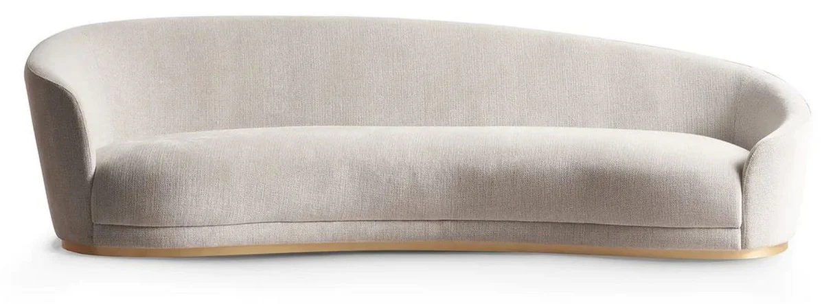 Luxury sofa light gray / brass 308 x 110 x H. 90 cm - Curved living room sofa - Hotel sofa - Living room furniture - Hotel furniture - Luxury furniture - Luxury furnishings - Living room furnishings