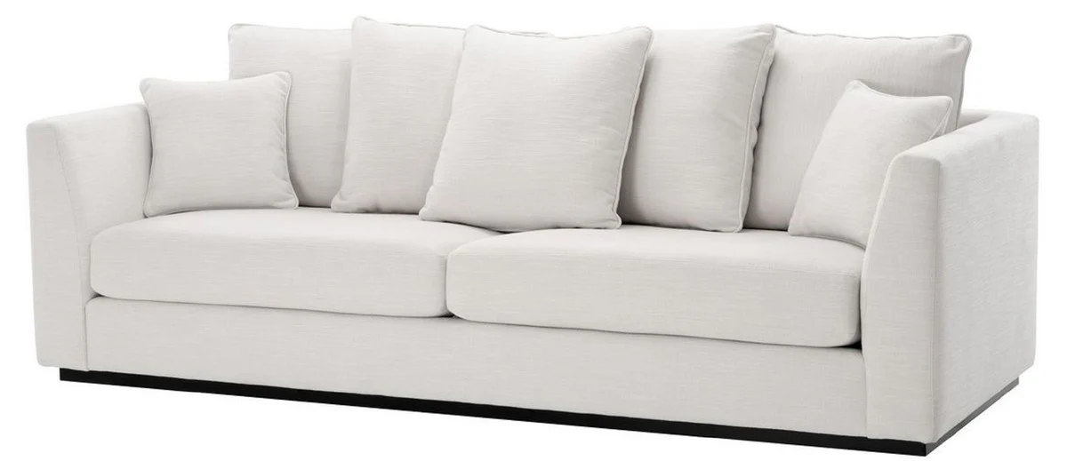 Living room sofa with 7 cushions white / black 255 x 100 x H. 90 cm - luxury couch - living room furniture