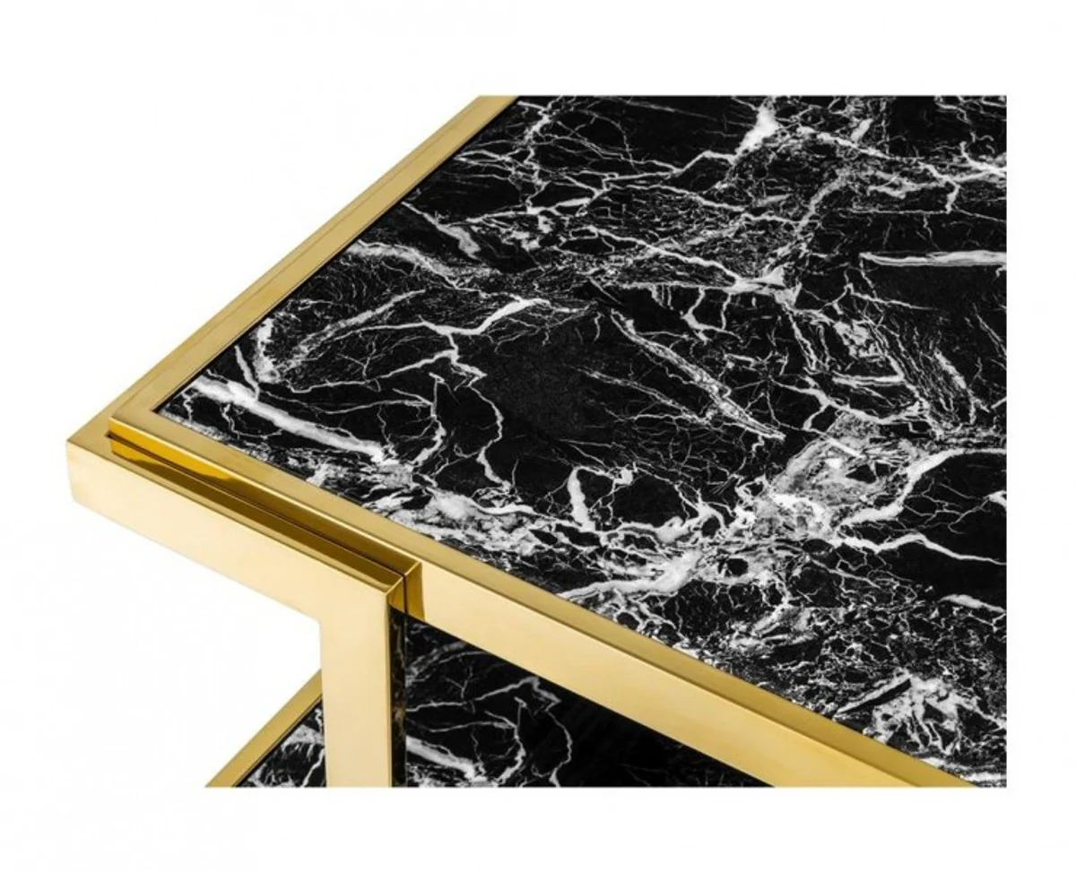 Luxury Art Deco designer side table gold with black faux marble - luxury collection