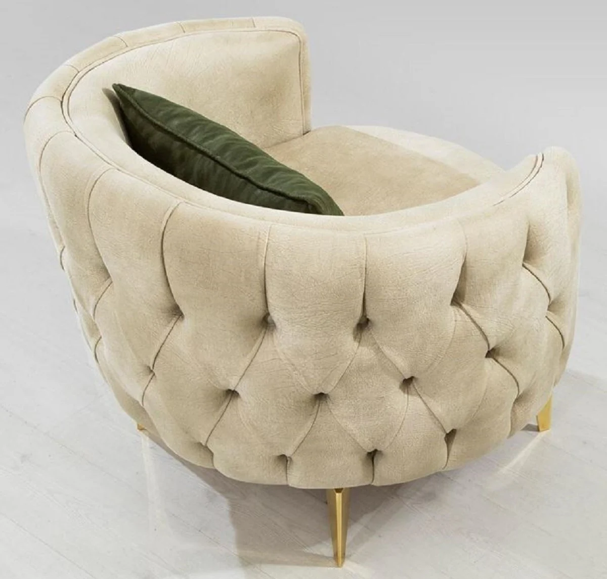 Luxury Chesterfield armchair cream / gold 90 x 95 x H. 75 cm - Modern living room armchair - Chesterfield living room furniture