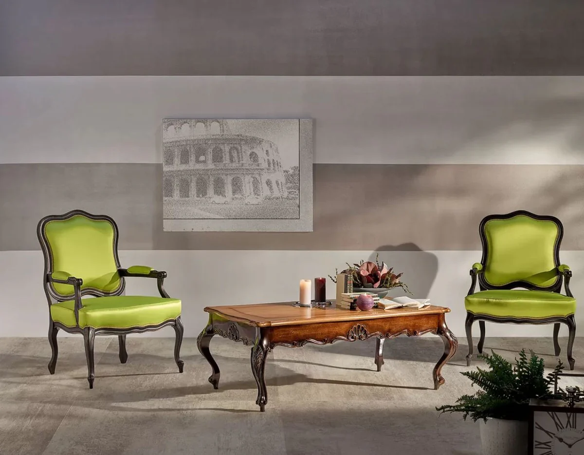 Luxury Baroque Coffee Table Brown - Rectangular Solid Wood Living Room Table in Baroque Style - Baroque Living Room & Hotel Furniture - Luxury Quality - Made in Italy