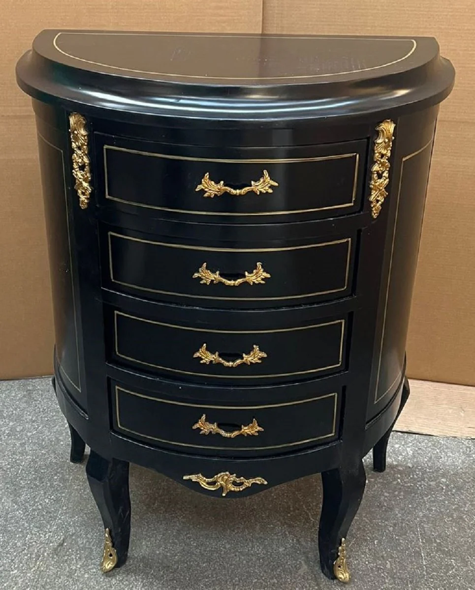 Baroque chest of drawers with 4 drawers black / gold - Handcrafted solid wood chest of drawers in Baroque style - Handcrafted Baroque furniture - Noble & magnificent