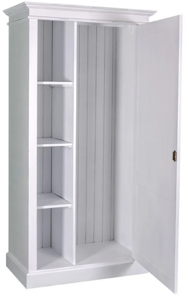 Country house style wardrobe antique white 100 x 67 x H. 200 cm - solid wood bedroom cupboard with door - country house style bedroom furniture
