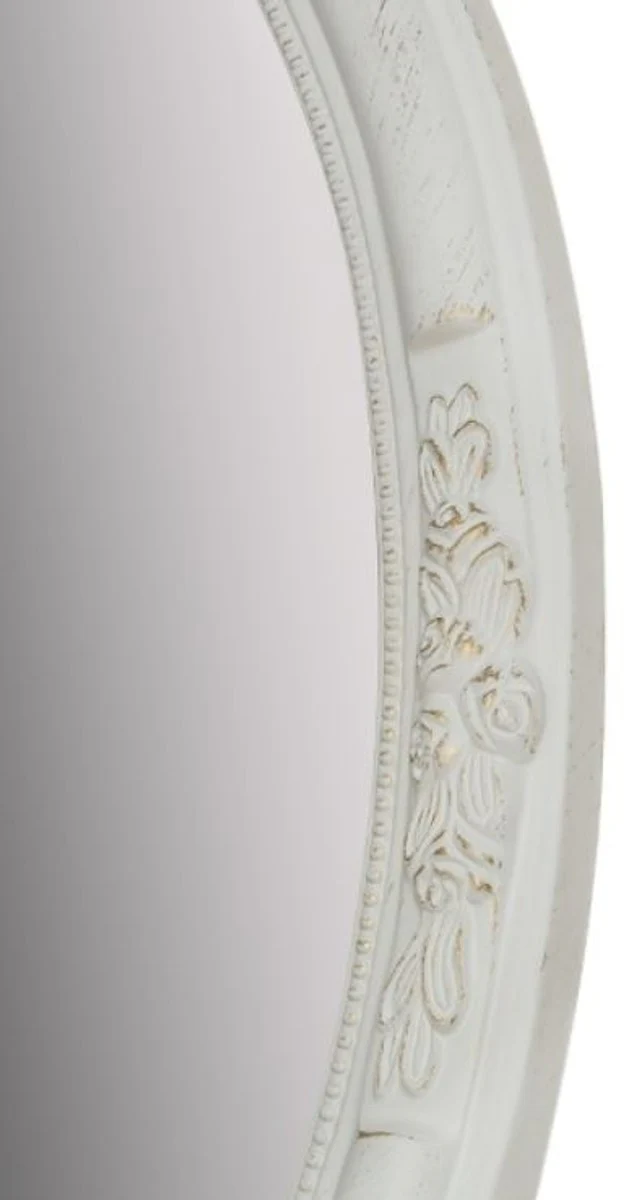 Baroque mirror white 57 x H. 77 cm - Oval baroque wall mirror with wooden frame