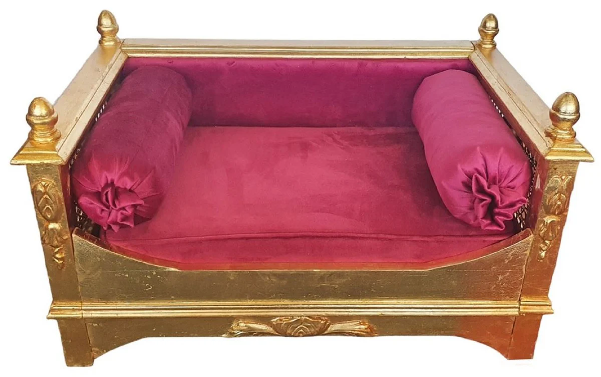 Baroque dog bed burgundy red / gold - magnificent antique style dog bed - handmade dog furniture in baroque style - antique style animal furniture - baroque animal furniture