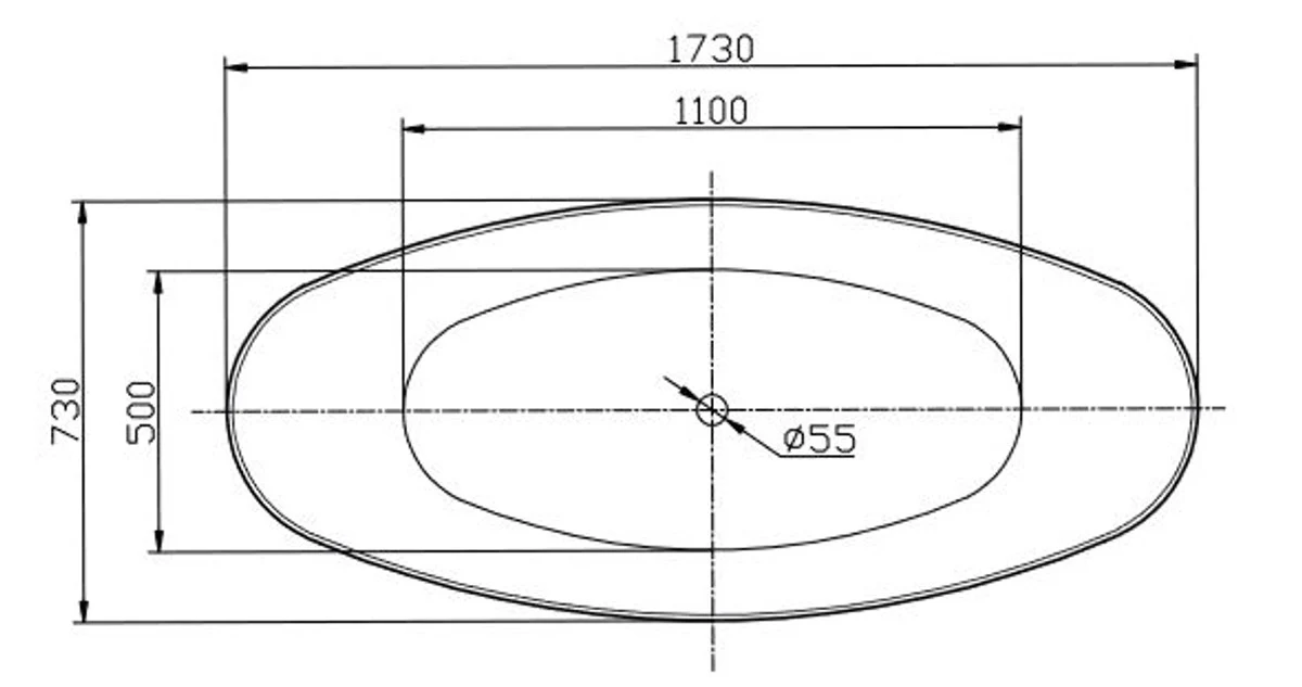 Freestanding luxury acrylic bathtub with marble look white 173 x 73 x H. 75 cm - Luxury bathroom accessories - Luxury collection