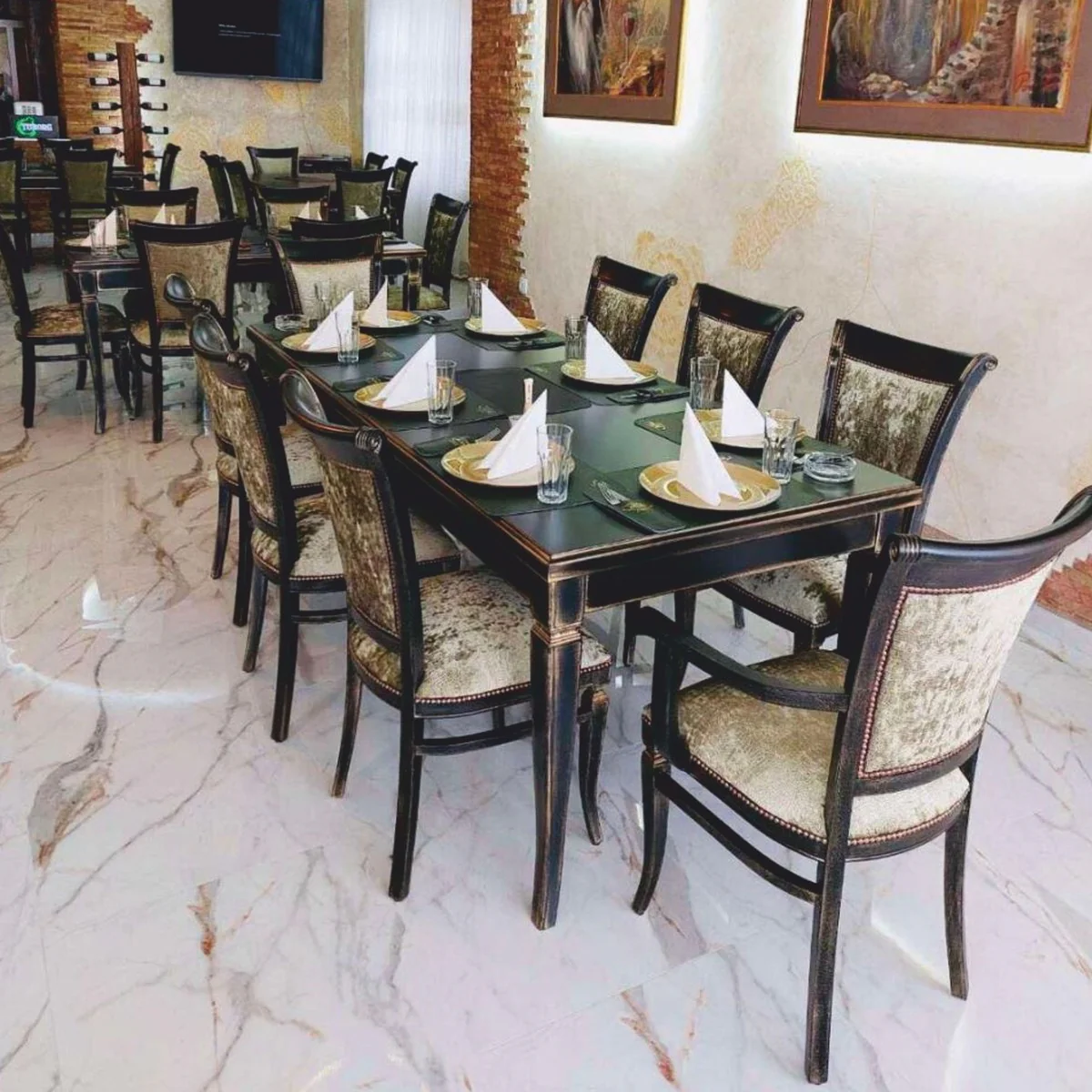 Luxury Baroque Dining Room Set Black / Gold - Baroque Dining Room Furniture