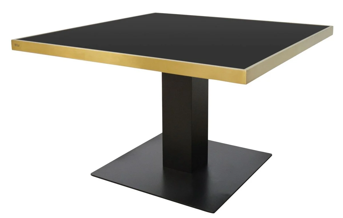 Designer dining table black / gold 120 x 120 x H. 76 cm - luxury dining room furniture