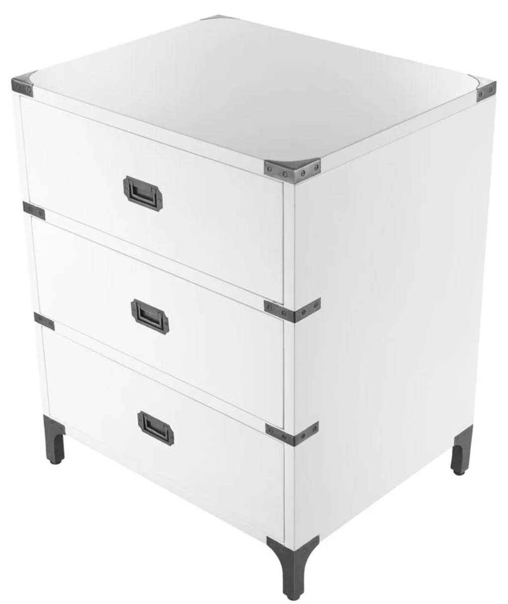 Luxury side table with 3 drawers white 71 x 40.5 x H. 74 cm - living room furniture