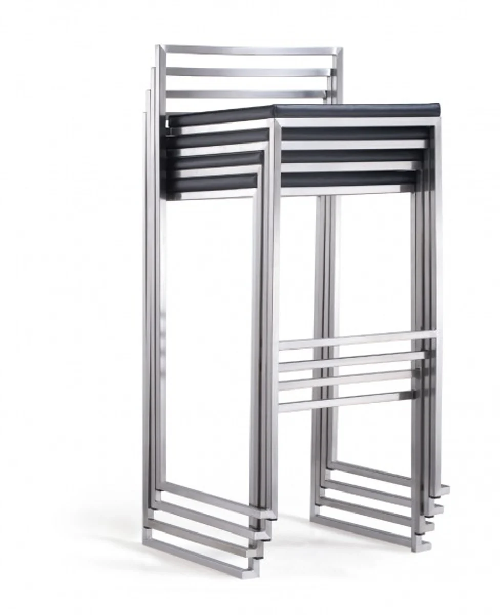 Designer bar chair square faux leather black, bar stool stackable